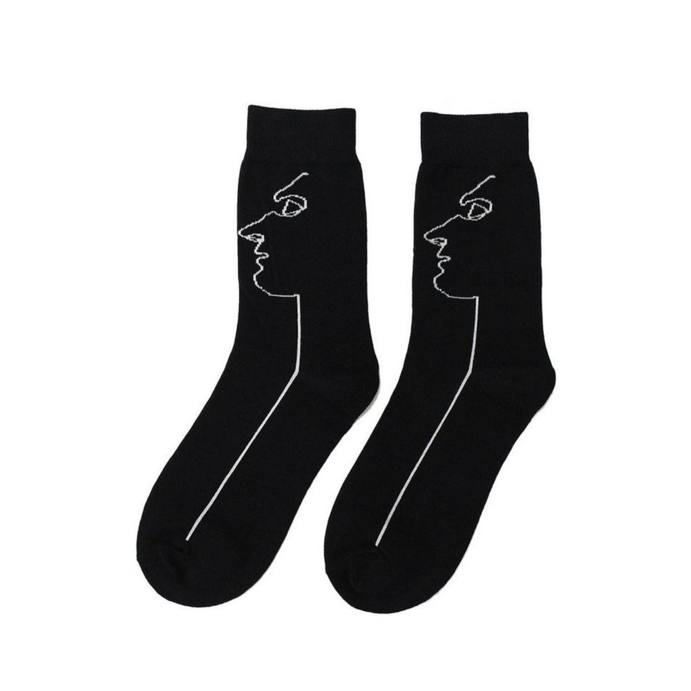 Face Drawing Minimalist Ankle Socks - DRIKOR